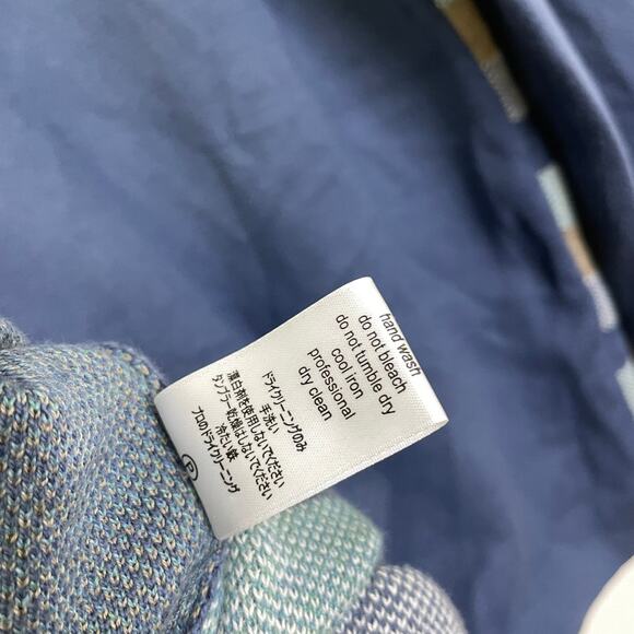 Propaganda Agency Cardigan Sweater Mens XL Blue Check Button Up Pima Cotton - Picture 9 of 10